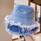 Jean Fisherman Hat Women's Spring And Summer Thin Washed Old Frayed Edge Bucket Hat Outdoor